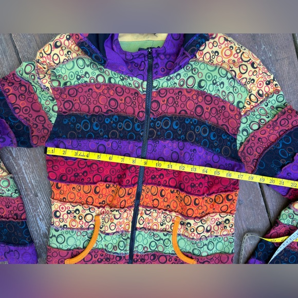 Colorful Jacket with Circular Pattern, Hippie Patchwork Razor Cut Gypsy Jacket - Picture 6 of 10